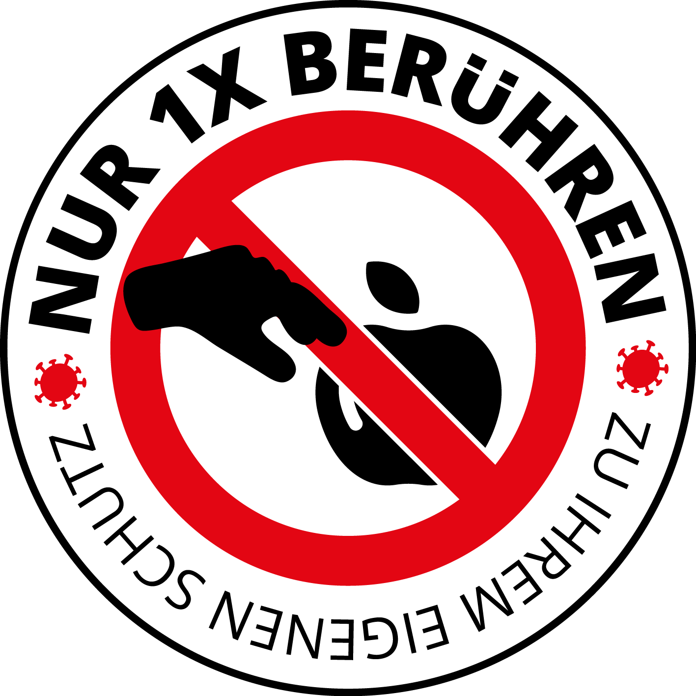 Aufkleber - nur 1x berühren - rund